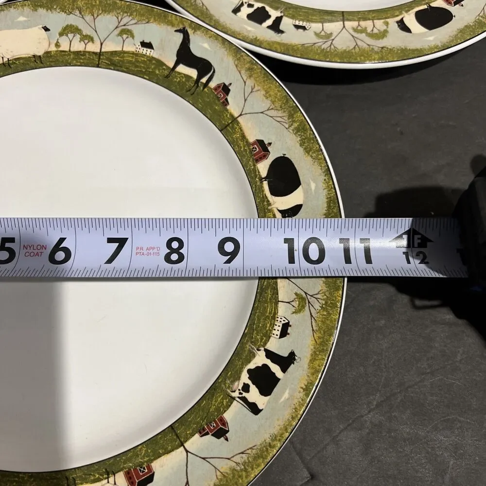 3 Sakura Warren Kimble Animal Collection Dinner Plates Horse Cow Pig Sheep